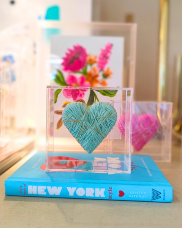 Caixa Acrílico Coração Fios de Cobre Pistache -  P